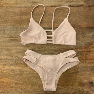 ZAFUL Spaghetti Strap Ladder Cut Bikini - Nude - S